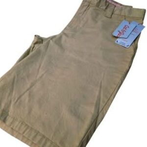 New Girls Cat & Jack Tan Flat Front Shorts. Adj. Waist. Sz. 16.